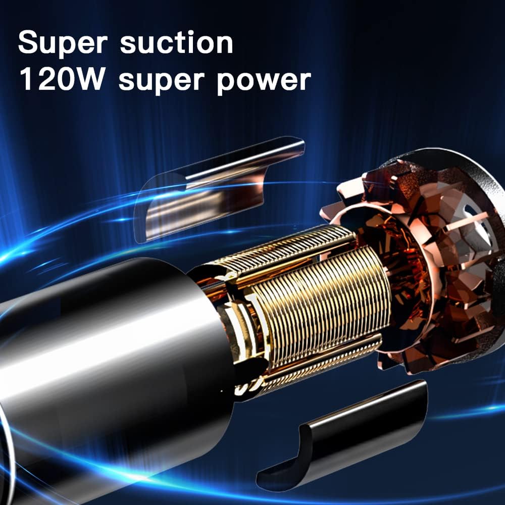 SDSP Q18.Car-Mounted Vacuum Cleaner, Wireless and Portable, 3000mAh Battery, high Suction Power of 120W, Suitable for Both Home and car use,dust Blowing and vacuuming. (Black)