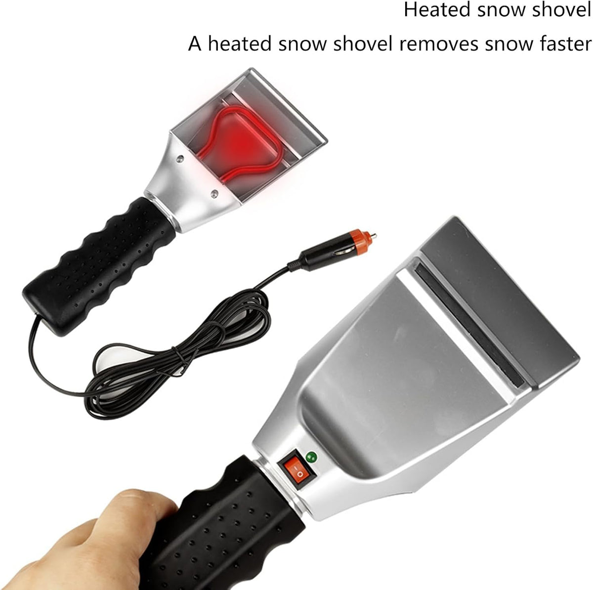 Car Windshield Snow Shovel 12V Heated Electric Car Windshield Ice Scraper Shovel with Handle Ice Removal Tool