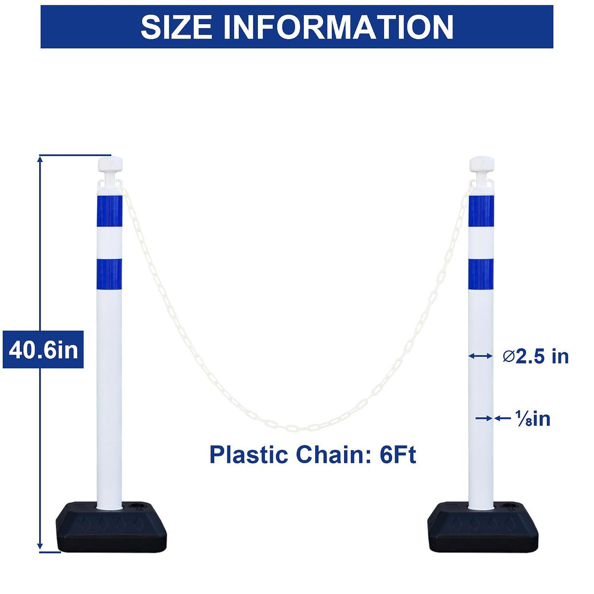 OrangeStar 6 Pack Traffic Delineator Posts, 40"Crowd Control Stanchions