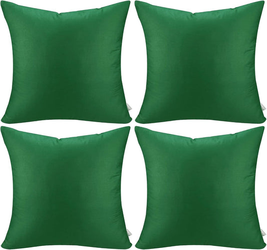 Thmyo 4-Pack 100% Cotton Comfortable Solid Decorative Throw Pillow Case Square Cushion Cover Sublimation Blank Pillow Covers DIY Throw Pillowcase for Sofa Couch(20x20inch/50x50cm, Christmas Green)