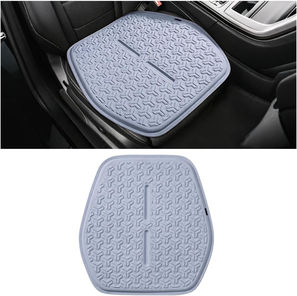 Gel Car Seat Cushion, Soft Cooling Breathable Anti-Slip Driver Seat Mat for Sciatica & Coccyx Pain Relief, Comfortable Auto Interior Chair Protector Pad, Universal Fit (Khaki)