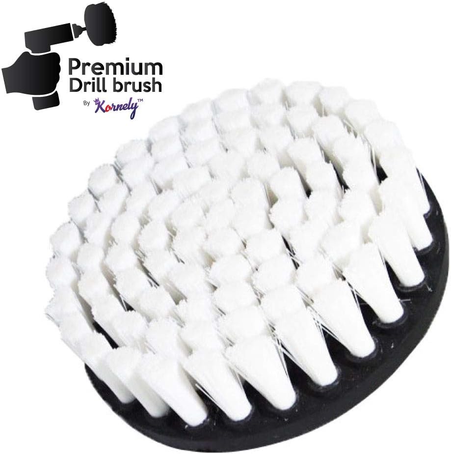 Premium Drill Brush Professional – Extra-Soft 5 in White Set of 3 | Scratch-Free Cleaning Brush for Carpet, Upholstery, Leather Seats, Glass, Furniture and Car Interior