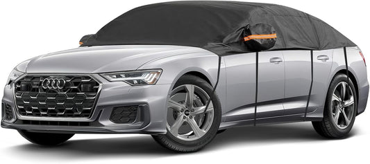 Half Car Cover Sedan, Sunroof Cover for Rain Snow with Reflective Strip, Car Winter Accessories Waterproof All Weather Protection, Fit Sedan 178-200 inch