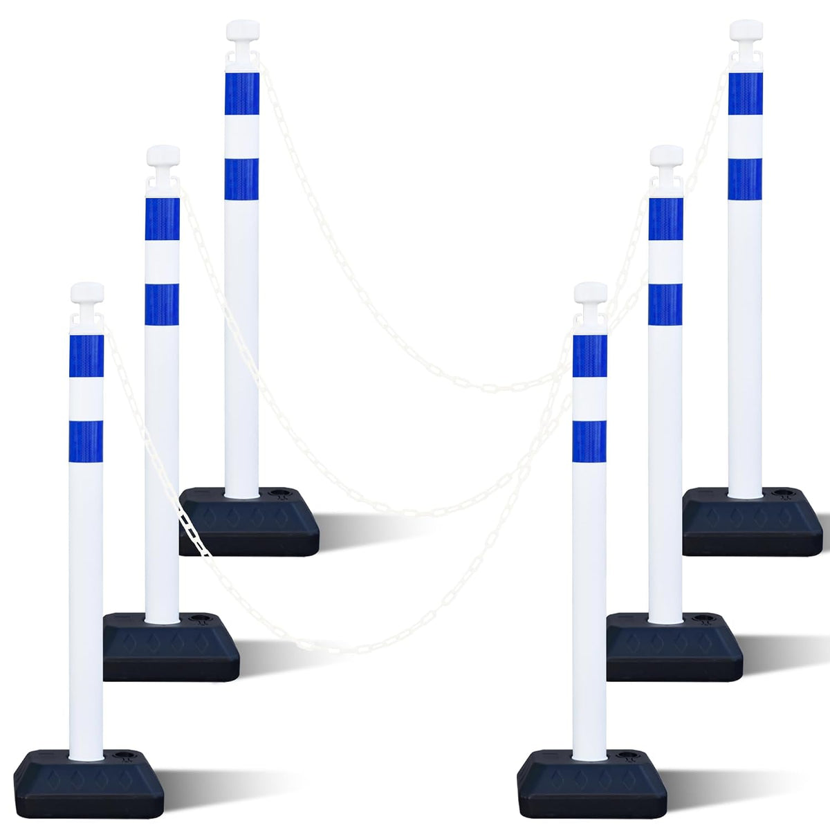 OrangeStar 6 Pack Traffic Delineator Posts, 40"Crowd Control Stanchions