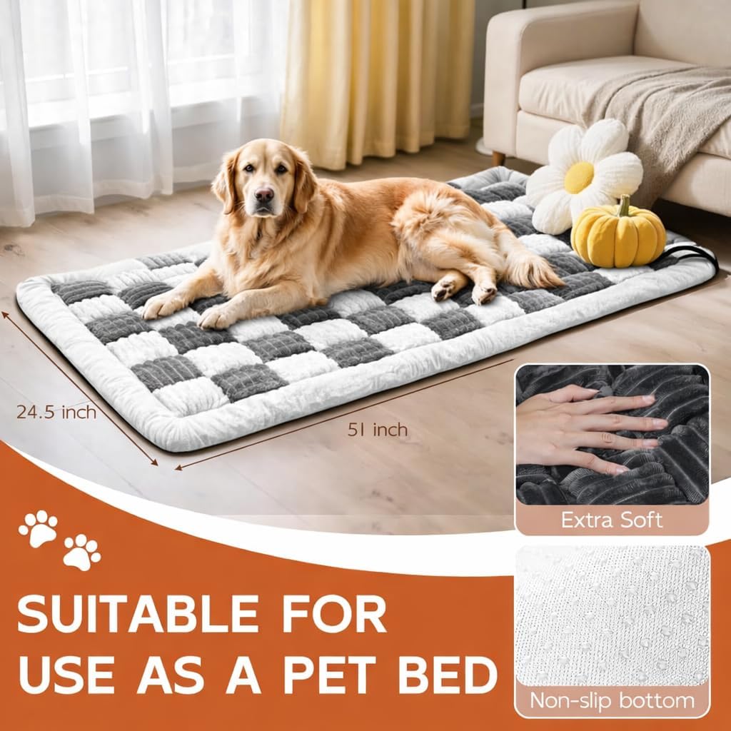Dog Bed for Car Back Seat, Backseat Dog Bed Fit for Backseat Extenders, Nonslip Soft Durable for Car, Travel and Road Trip (White 24.5" x 51")