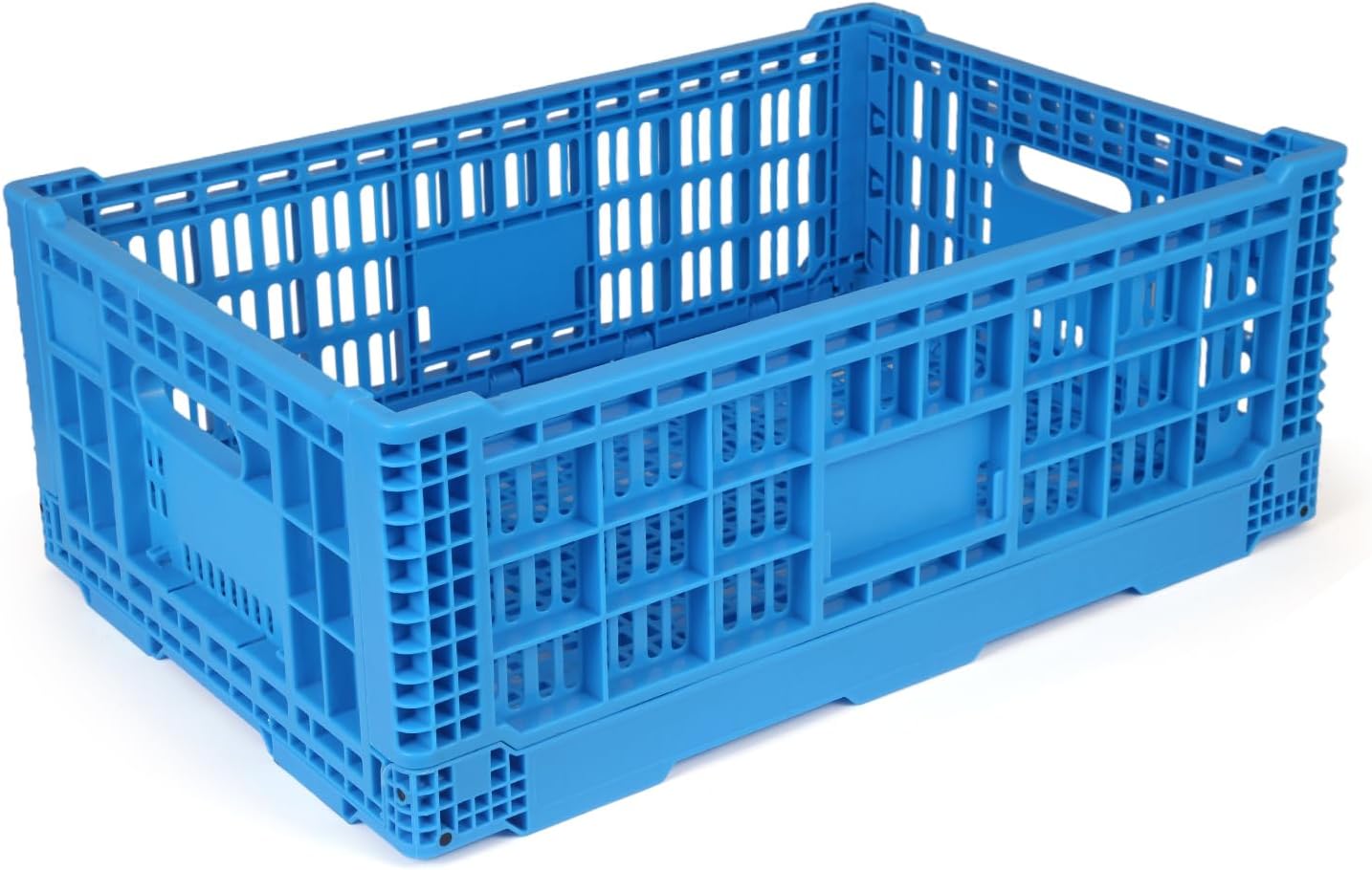 52L Plastic Collapsible Storage Bins with Handles, | Stackable Folding Storage Crates, Hold 130 lbs Per Bin, Heavy Duty Milk Crates Containers for Home Organizing