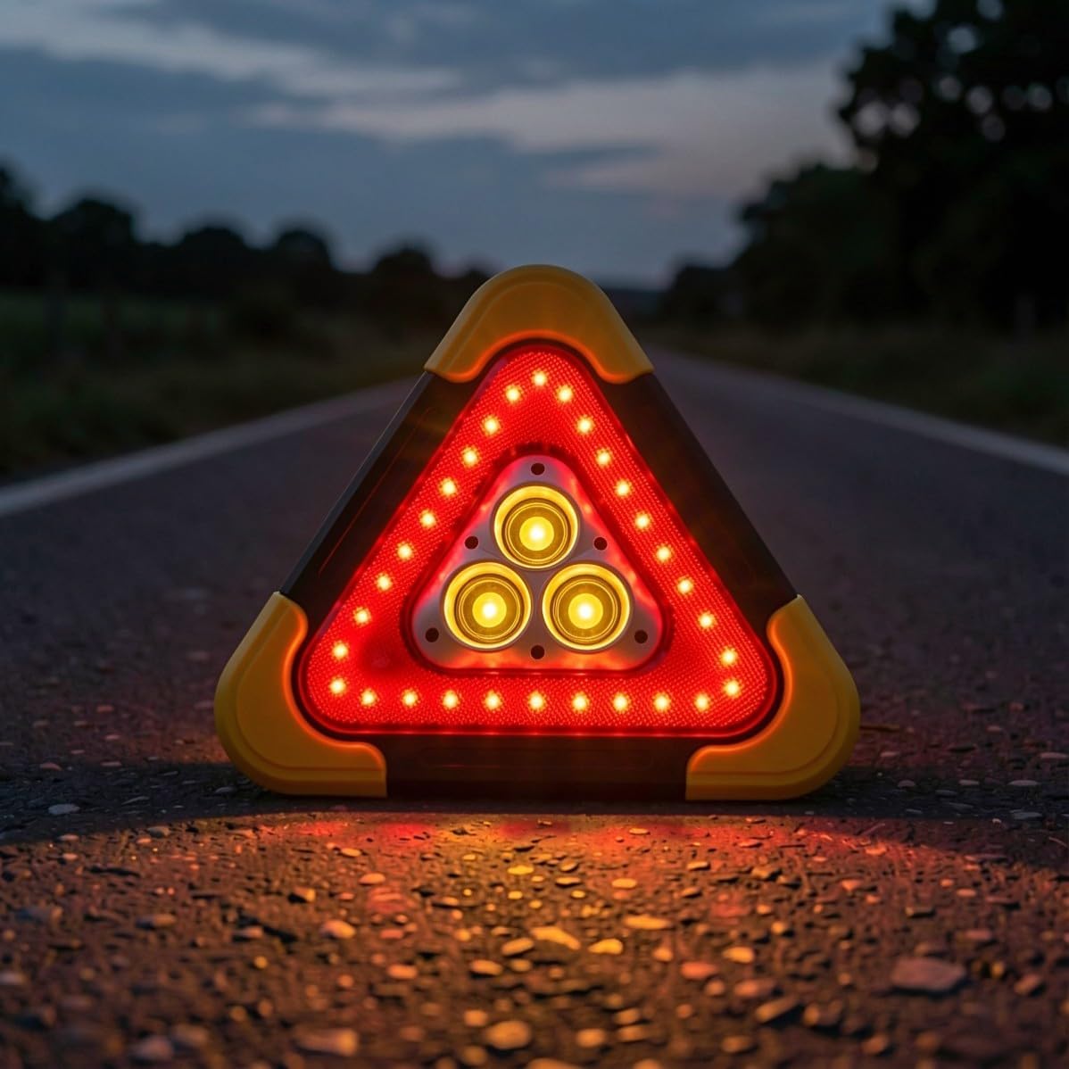 LED Warning Triangle Roadside Emergency Light with Metal Legs