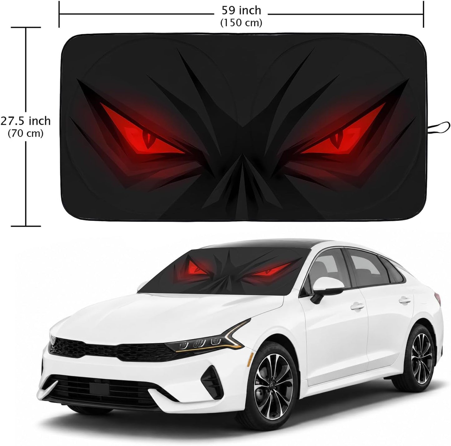 Red Eyes Car Windshield Sun Shade Foldable Sunshade Front Window Cover Sun Visor Protector Accessories (59x27.5 inches)