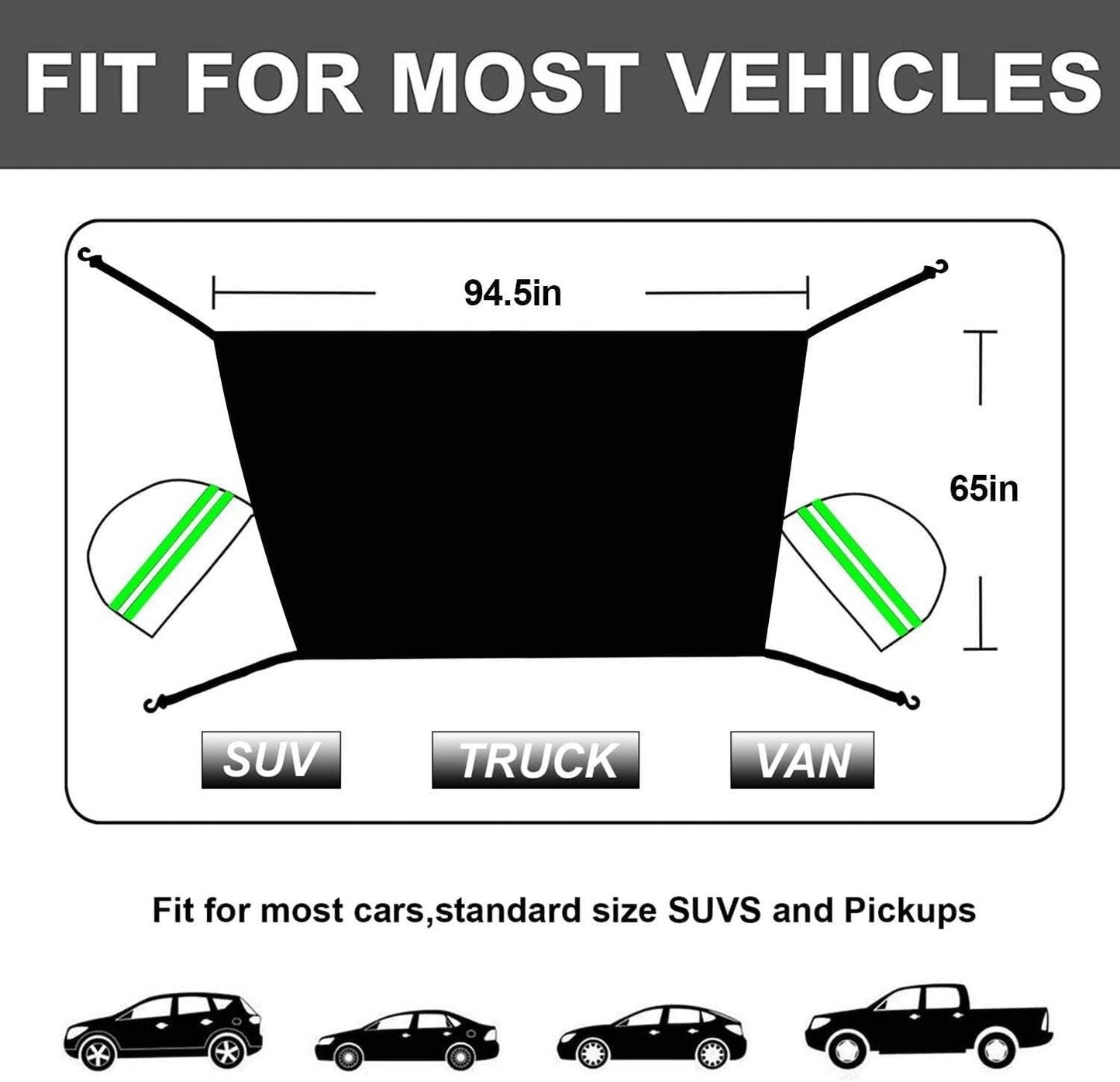 Windshield Snow Cover with Side Mirror Covers, Protects Windshield and Wipers from Weatherproof, Rain, Sun, Frost, Extra Large Size Fits for Most Vehicles, Cars and SUV