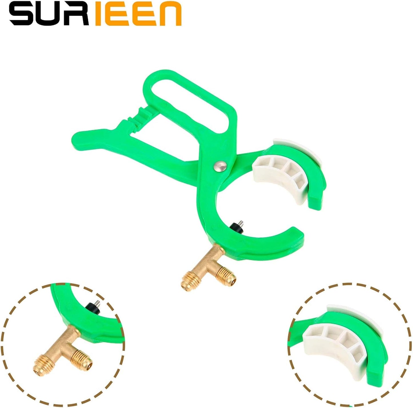 R134A R12 Side Can Tap, 3-in-1 Side Mount Can Tap Valve | 1/4'' SAE 1/2'' Thread R134a Refrigerant Dispenser Kit for Car AC Refrigerant Manifold System, (Green)