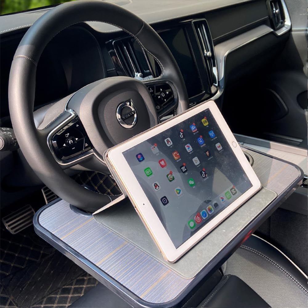 Car Desk for Laptop, 16" Steering Wheel Tray for Car, Brown