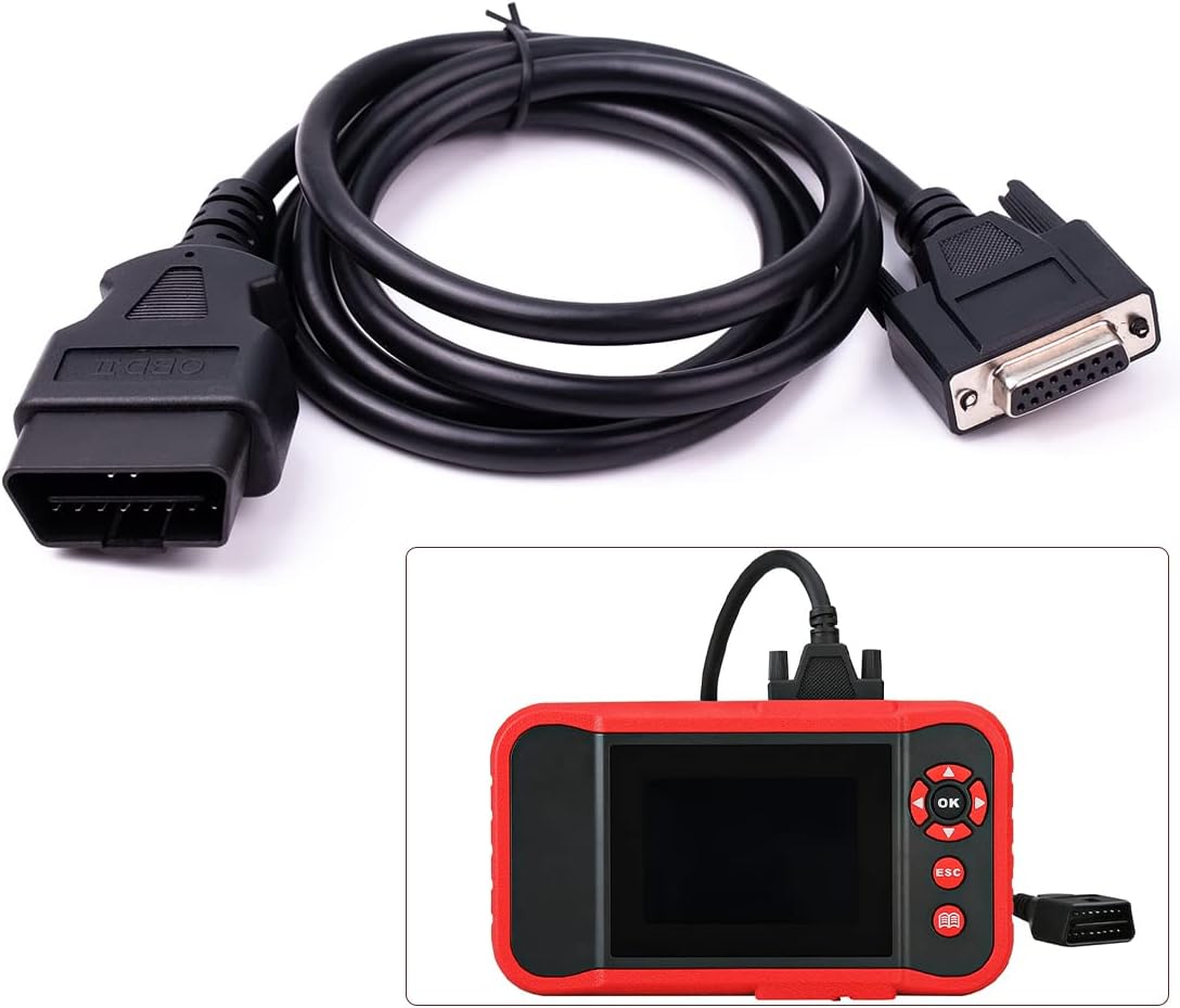 Original Main Cable Replacement OBDII OBD2 Fit for Launch X431 CRP129 CRP123 Creader VII+ Creader VIII Diagnostic Extender Connector Cable Scanner Code Readers Scan Tools Accessories 16 Pin Black
