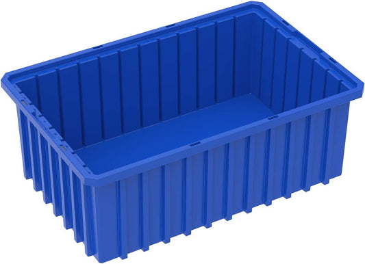 Akro-Mils 33166 Akro-Grid Plastic Slotted Dividable Modu Box Stackable Grid Storage Tote Container, (16-1/2-Inch L x 10-7/8-Inch W x 6-Inch H), (8 Pack), Blue (33166BLUE)