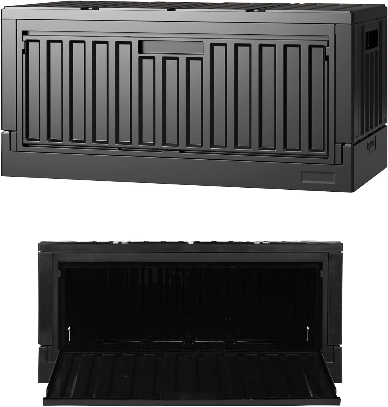livinbox 45L Stackable Foldable bins for storage, Collapsible Storage Bins w/lids Side-Open Door, Home Office Bedroom Living Room Comic Books, Black, FB-6432S-BK