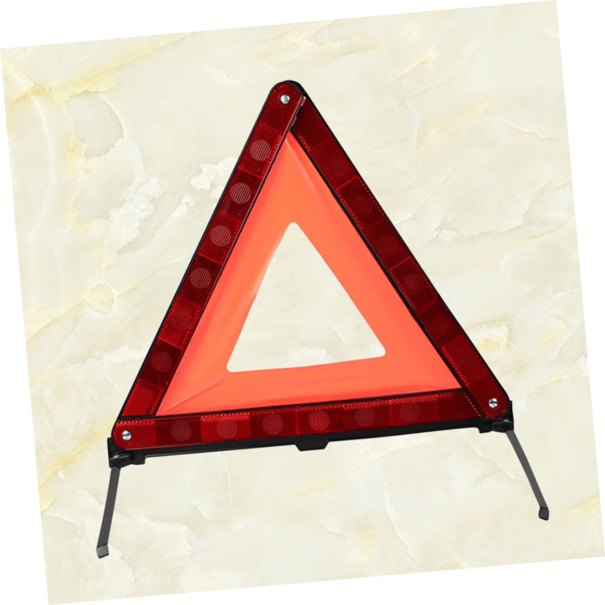 Reflective Roadside Hazard Warning Triangle Sign with Weighted Base