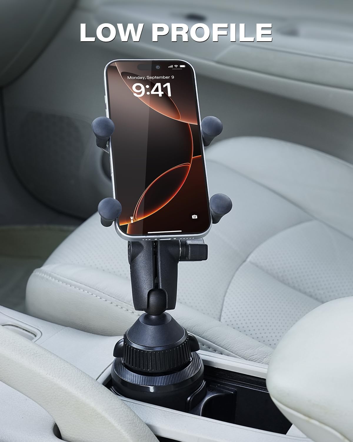 APPS2Car Cup Holder Base with 1” Ball, Expandable Car Mount for B-Size Arms