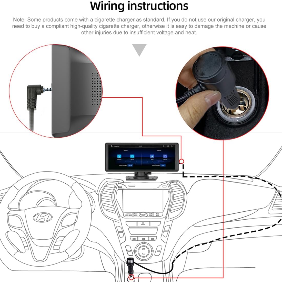 Portable 9.3 Inch IPS Touchscreen Car Stereo with Wireless Carplay & Android Auto Portable Car Radio, Airplay, Mirrorlink, Bluetooth Handsfree, AUX/FM Transmitter, Carplay Screen Supports All Cars
