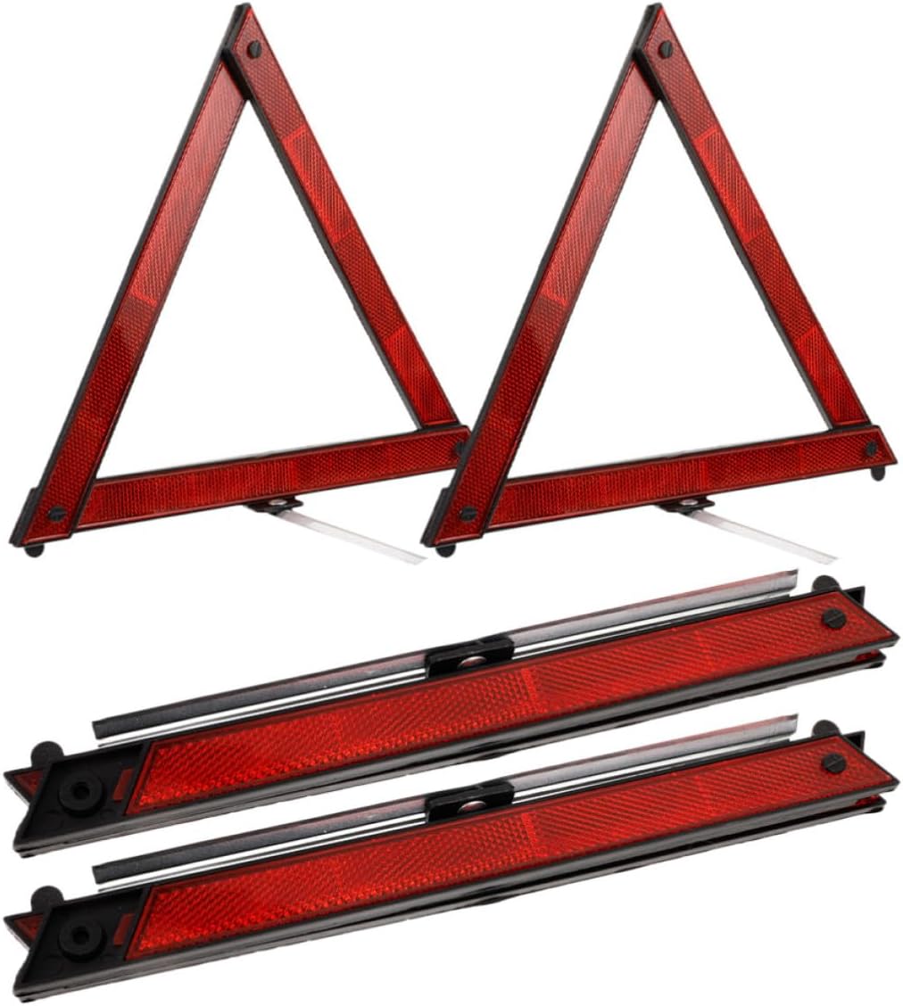 4pcs Roadside Safety Triangles ABS Reflective Warning Signs
