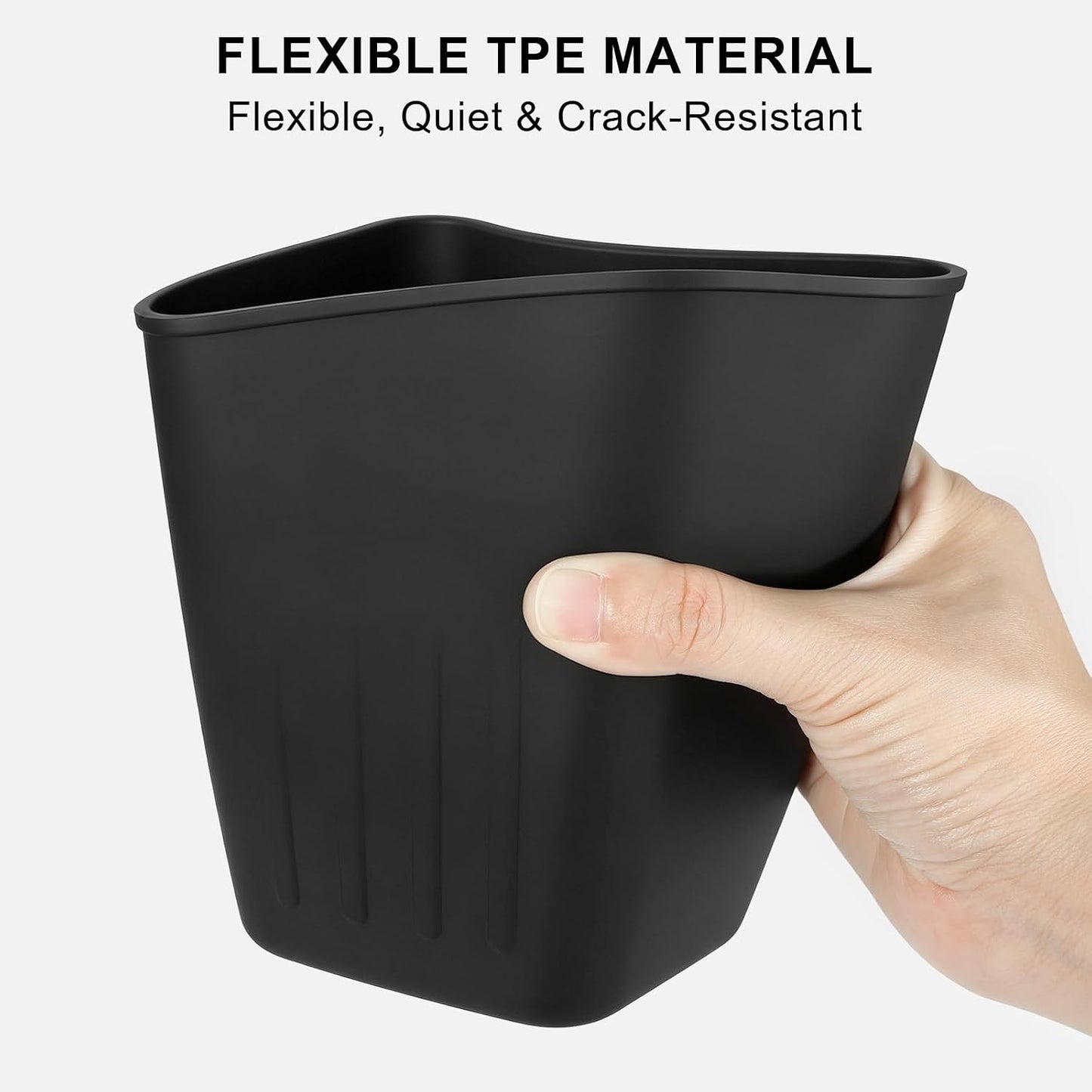 CARFIB 2 Pack Mini Car Trash Can, Car Door Trash Can for Wide Door Pockets, Open-Top Trash Bin, Waterproof TPE Organizer, Black
