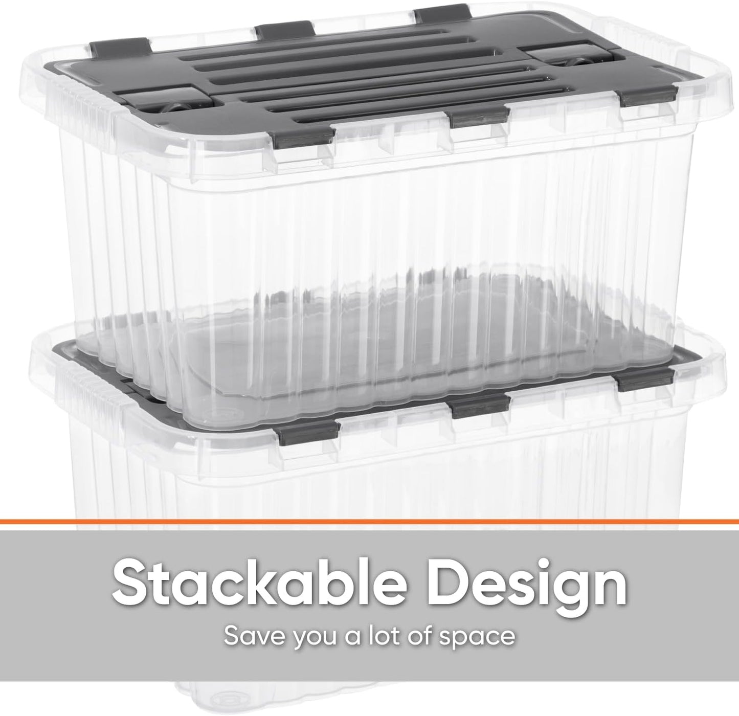 Superio Storage Bins with Lids, Clear Plastic Containers for Organizing, Stackable Totes, BPA Free, Odor Free, Organizer Boxes for Home, and Dorm, 35 Quart (4 Pack, 20.25"x14"x10.5")