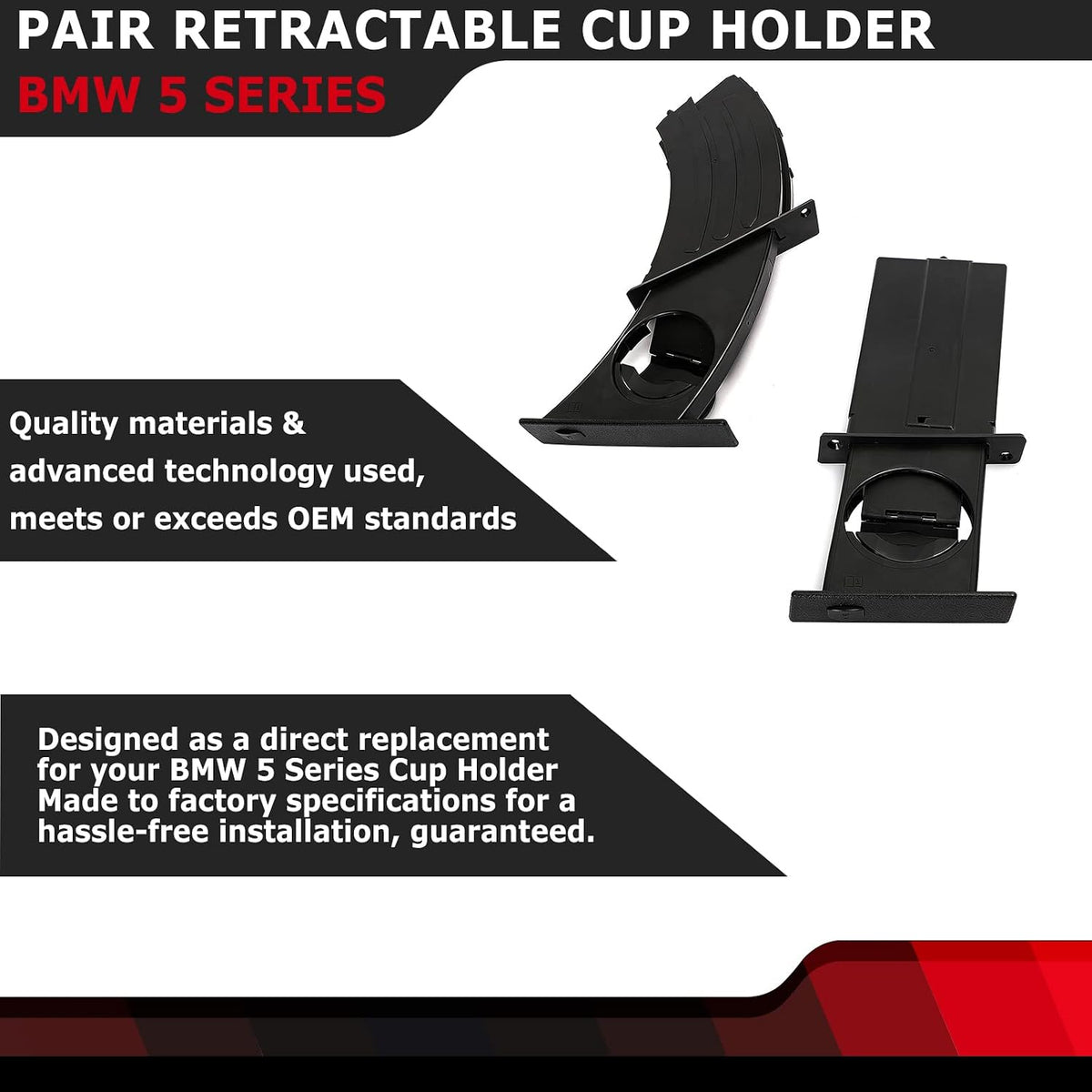 Left&Right Side Dashboard Cup Holder Replaces 51459125626 Black