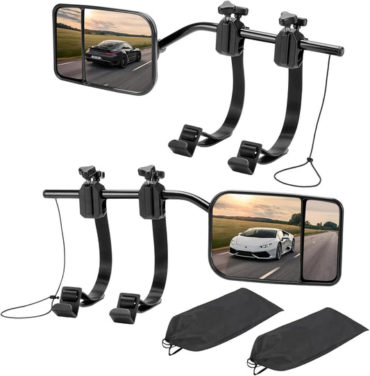 Universal Clip on Towing Mirrors Extenders for Towing,360 Degree Adjustable Rotation Side Mirror Extensions for Towing,Convex Rearview Mirror,Tow Mirrors for Trailer RV Truck Car SUV,2 Pack
