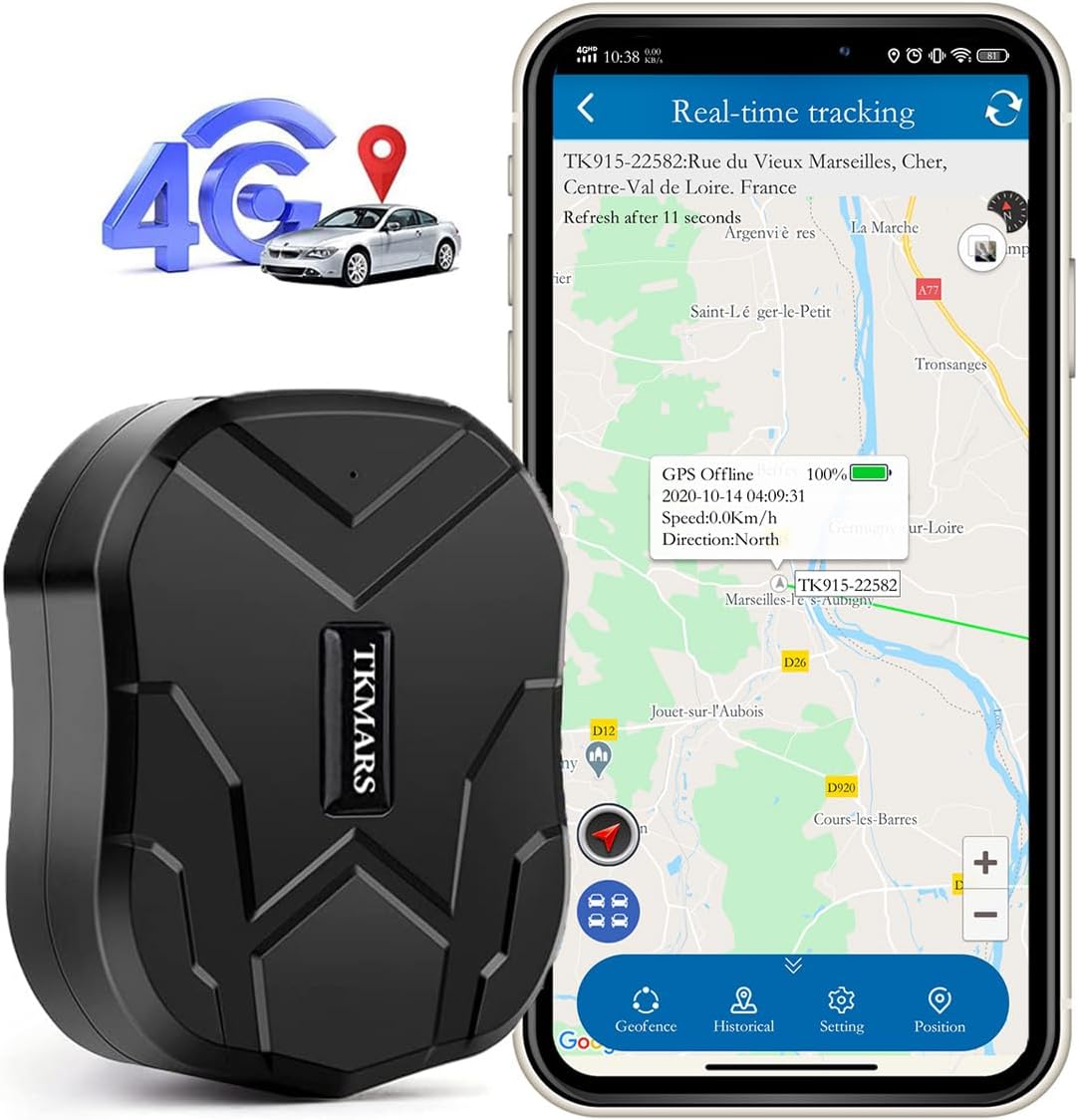 4G GPS Tracker Car Anti-Theft Long Battery Life 20000mAh Real Time GPS Tracking Device Magnet No Geographic Restriction Car Tracker with Alerts, Geo Fence, History Playback TK905C