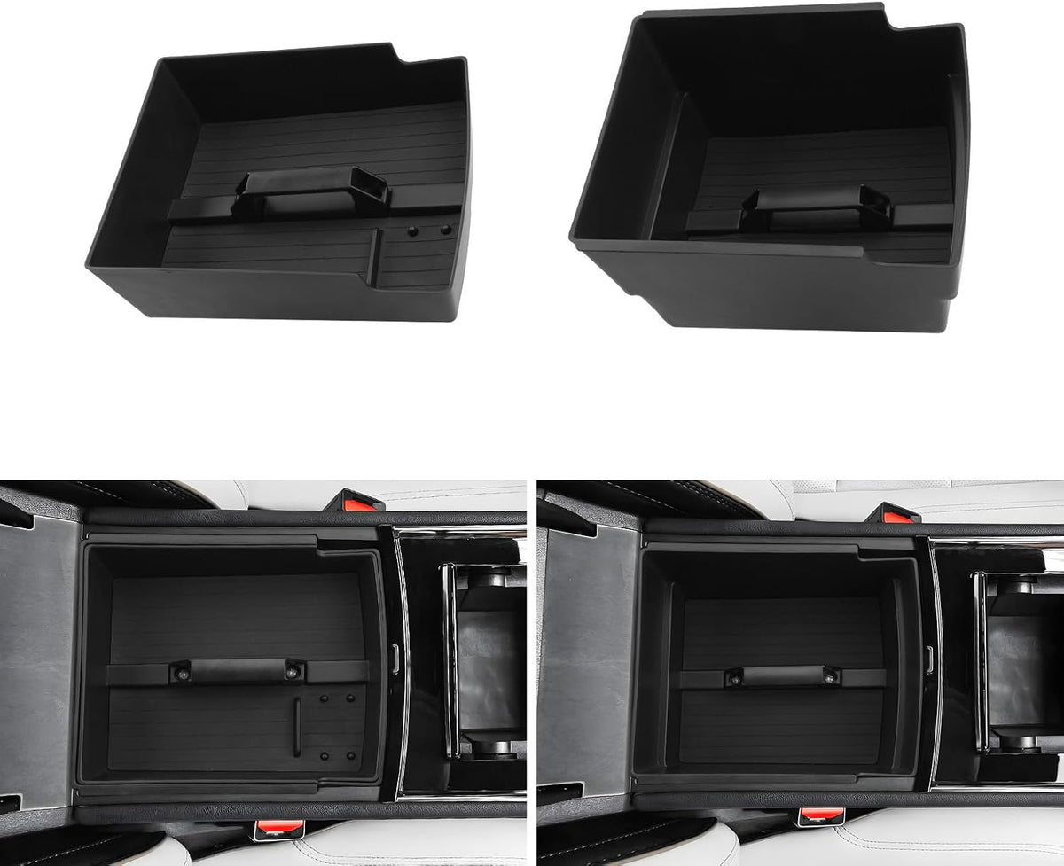 LUWU Center Console Organizer Tray Compatible with 2024 2025 2026 Chevrolet Traverse & 2024 2025 2026 GMC Acadia Accessories Armrest Console Organizer Armrest Organizer Insert Tray Black 2-Pack