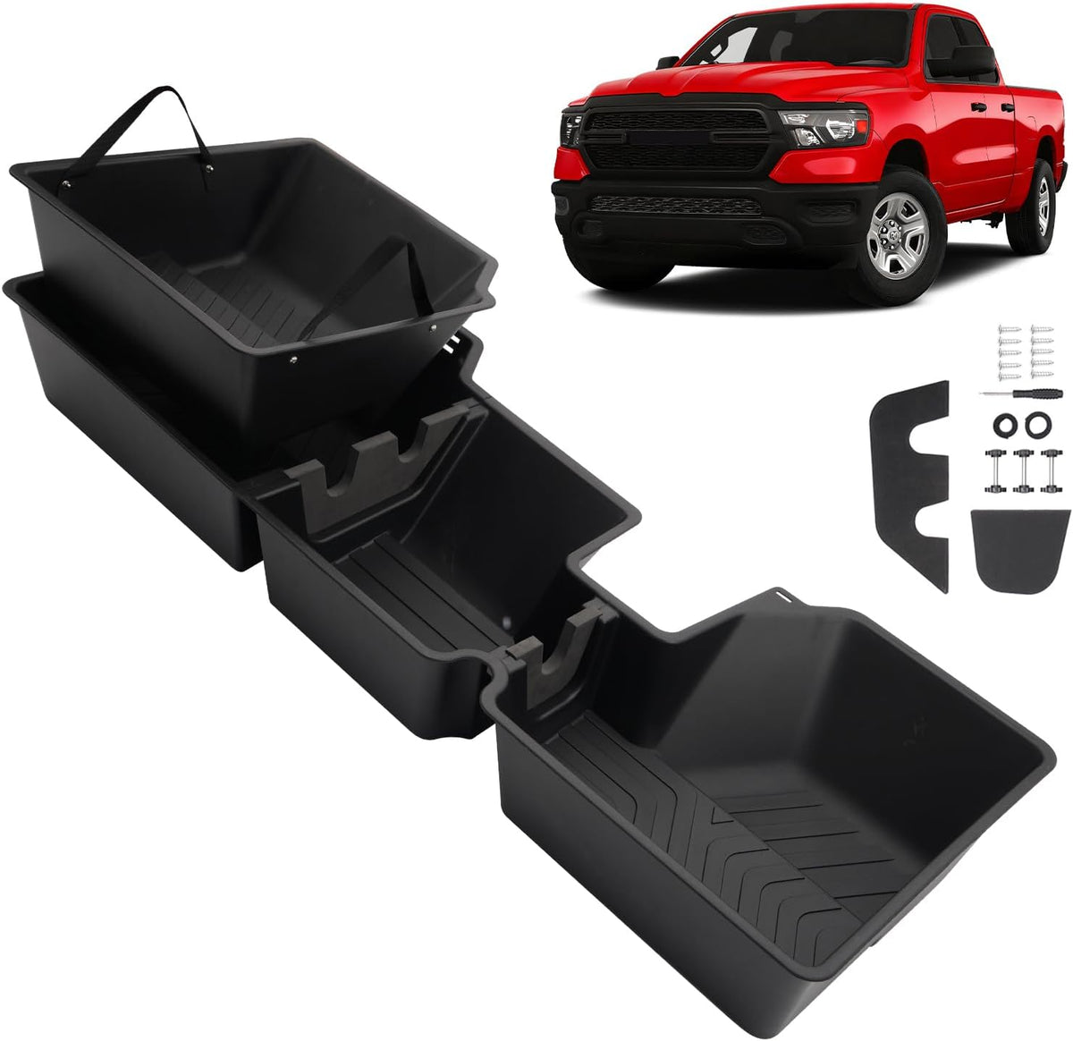 Mixsuper Liner Under Seat Storage for 2015-2026 Ford F150, 2017-2026 F250 F350 F450 F550 Super Duty, Rear Underseat Organizer for Ford F-150 Accessories Black
