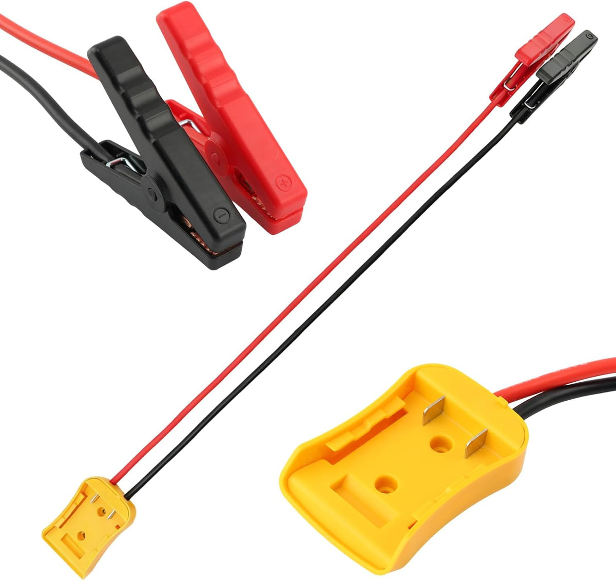 Jumper Cables with Adapter Compatible for Dewal-t 20V Battery, 2FT 8-AWG Heavy-Duty Jumper Cables, Automotive Booster Cables Vehicle Jump Starter for Cars, SUVs, Motorcycles(COLOR:Red)