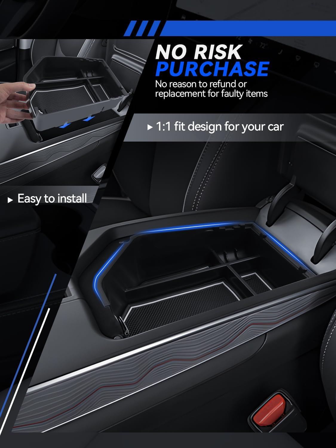 for Genesis GV70 Center Console Organizer Genesis GV70 2022-2025 Accessories Armrest Tray Middle Storage Box Insert Container Durable ABS Plastic