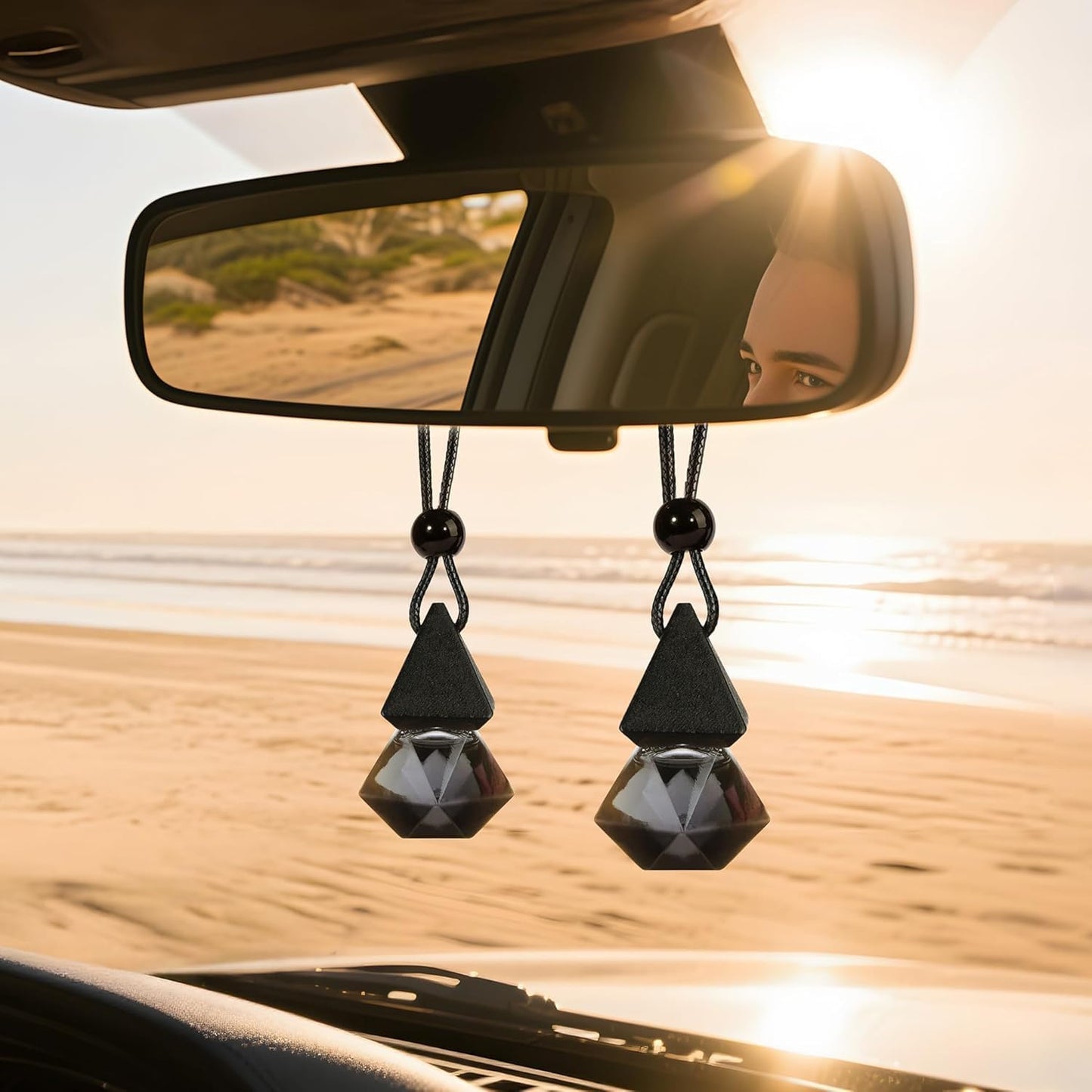 Luxury Perfume Scented Car Air Freshener - Hanging Essential Oil Diffuser with 90-Day Long-Lasting Fragrance, Premium Gift for Women(Pure white linen Scent, 2 x 8ml)