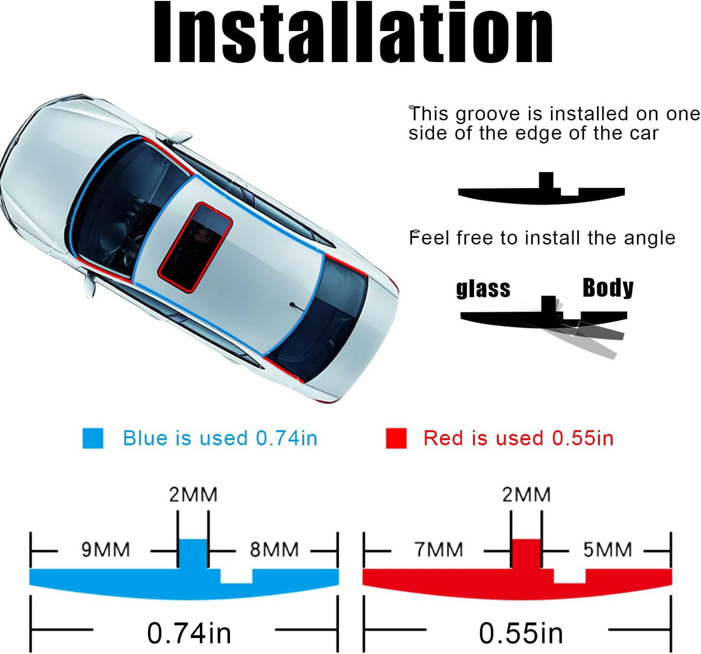 Pincuttee 2Pack Weather Stripping Seal Strip for Doors/Windows,Car Weather Stripping Adhesive,Sunroof Seal for Car/Truck/SUV Front Rear Windshield(20FT,19MM+14MM)