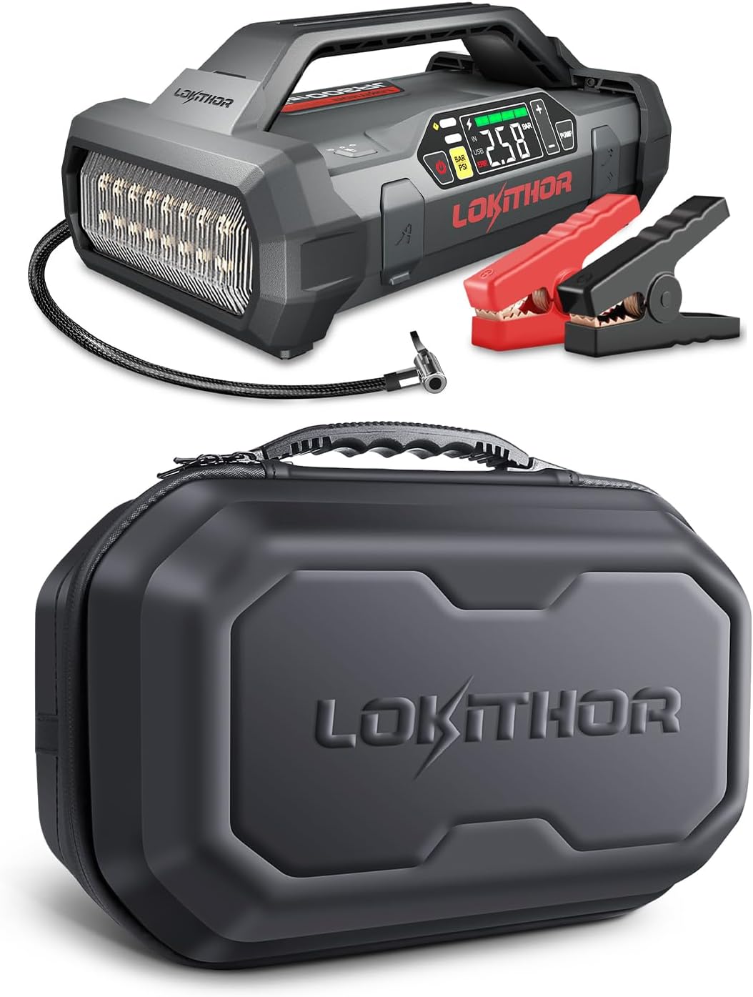 LOKITHOR JA300 1500Amp Jump Starter with 150PSI Air Compressor and JA Bag EVA Protection Case for JA300/JA301/JA302/JA400/JA401/JA3000 Jump Starter with air Compressor
