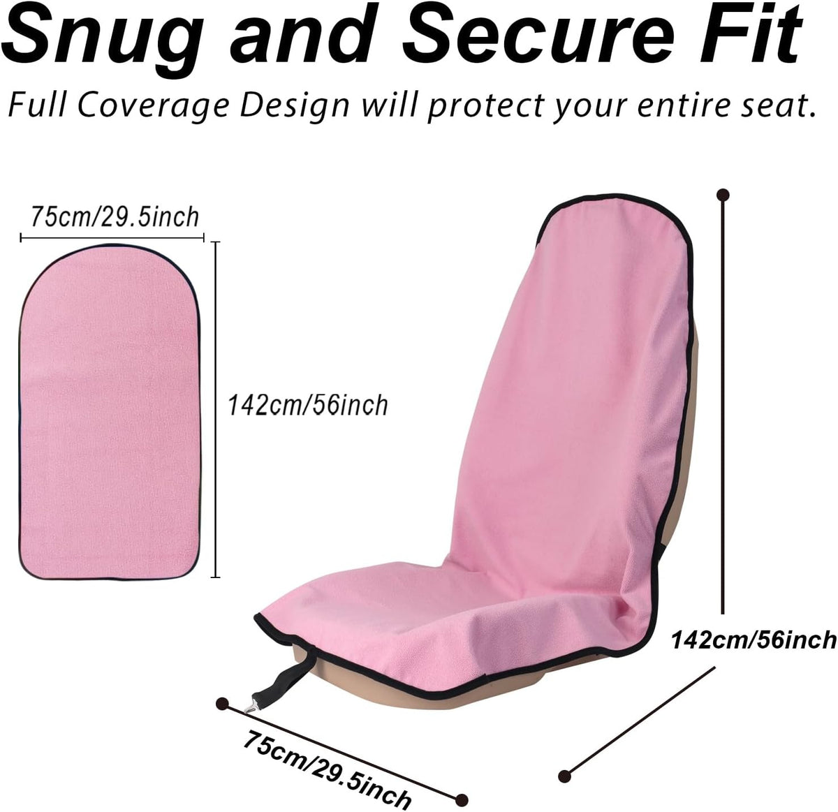 Sweat Towel Car Seat Cover Protector Front Seats for Gym Workout, Running, Swimming, Beach and Hiking, Waterproof Universal Seat Cover for Car, Trucks, Van & SUV (2, Pink, Front)