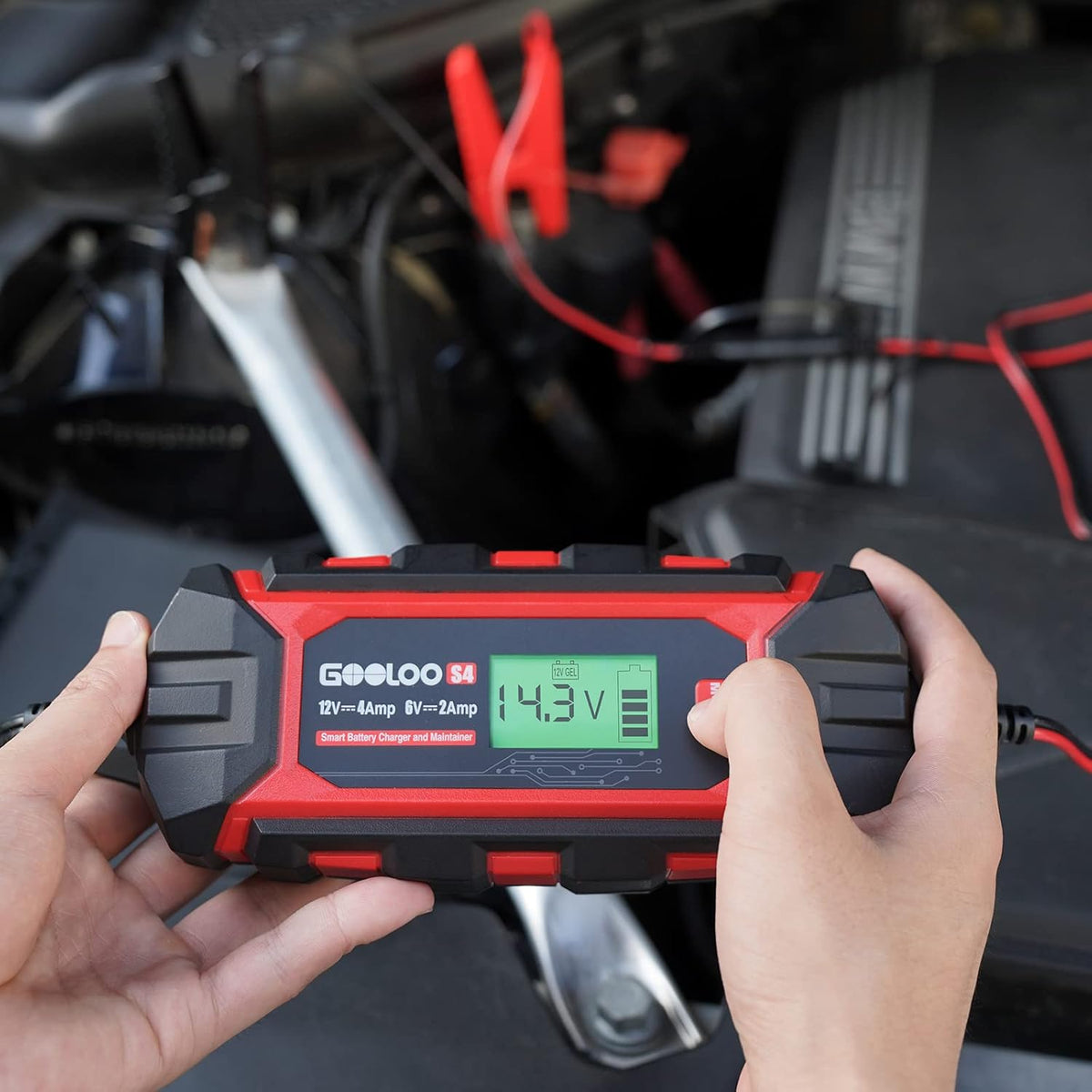 GOOLOO S4 4A Car Battery Charger, 6V/12V Smart Trickle Charger Maintainer