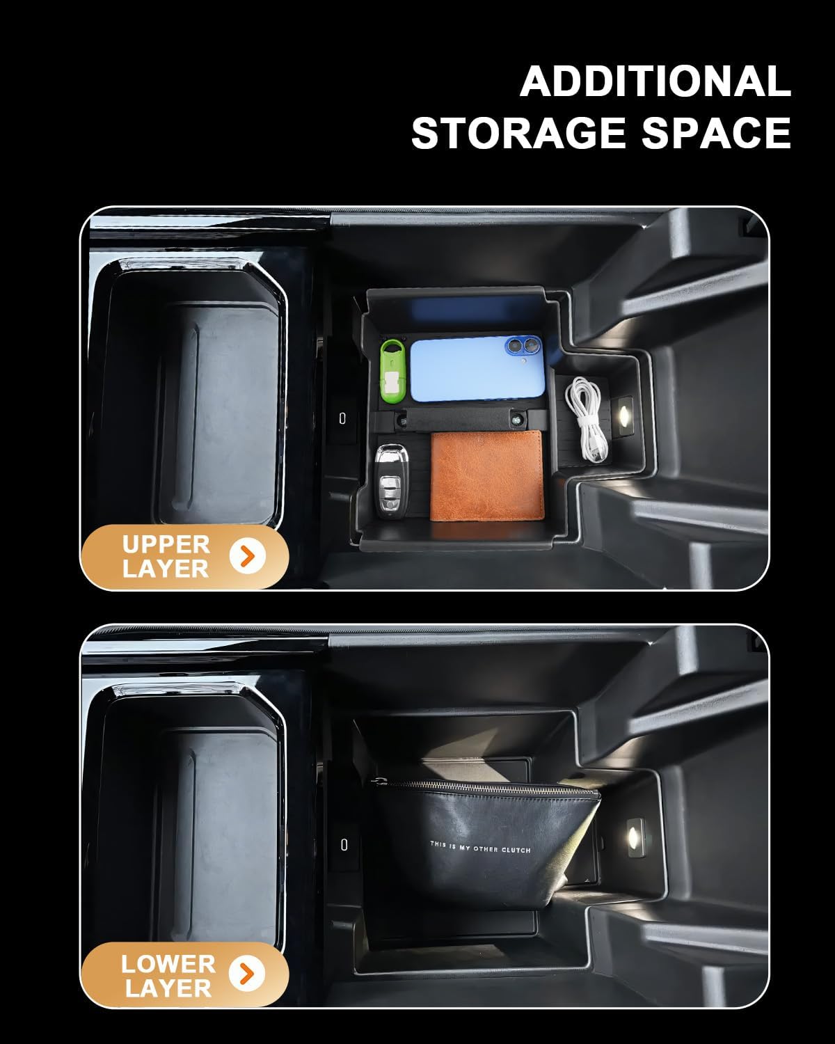 ECOZEN Lower Center Console Organizer For 2024-2026 Chevy Silverado EV/2024-2026 GMC Sierra EV Accessories - Armrest Storage Box With Handle For Silverado EV WT & Sierra EV Denali - Not For ICE Trim