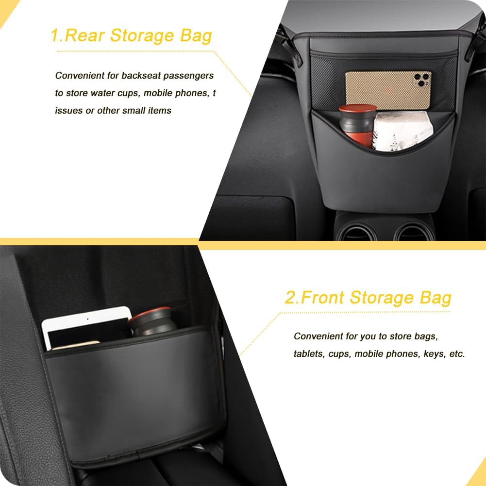 Tumecos Car Handbag Holder Between Seats, Multifunctional Car organizer for Center Armrest Box,Car Storage Bag Pocket Handbag Purse Holder for Storage, Large capacity, wear resistant(Black)