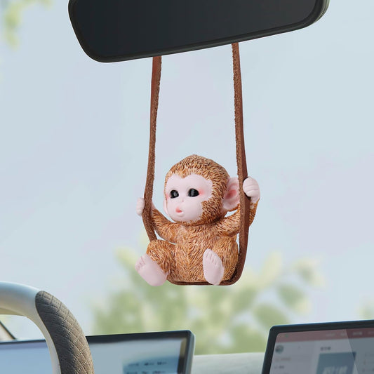 Monkey Car Hanging Ornament, Swinging Rearview Mirror Decoration