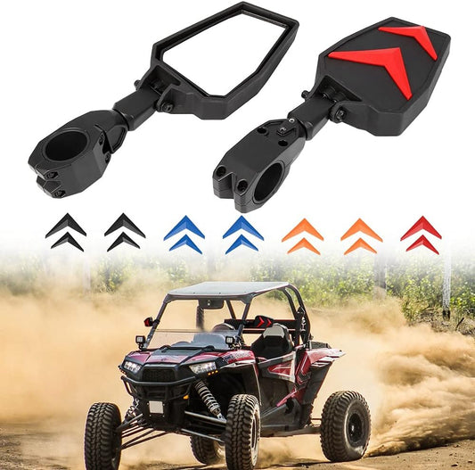 Motobiker 1Pair UTV Side Rear View Mirrors w/ Black Orange Blue Red Inserts for 2008-2019 Polaris RZR 800 900 1000 XP