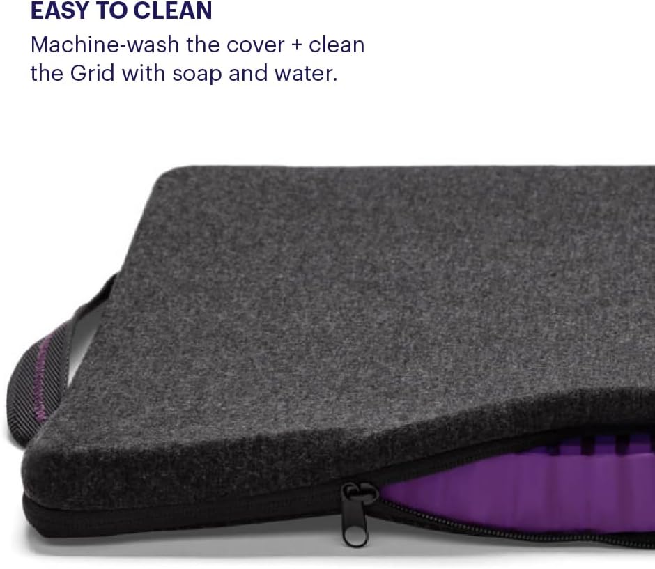 Purple Royal Seat Cushion, Portable 2 Inch Gel Seat Cushion, GelFlex Grid | Handles for Car, Office Chair, Stadium - Pressure-Reducing for Hard Seats, Temperature-Neutral, No-Slip - Made in USA