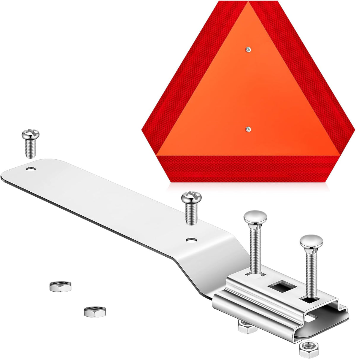 Yaocom 1 Set Slow Moving Vehicle Triangle Sign with Bracket, Aluminum SMV