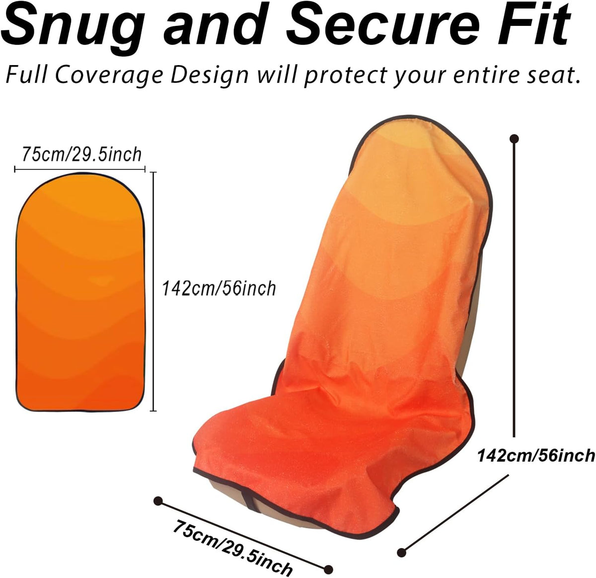 Sweat Towel Car Seat Cover Protector Front Seats for Gym Workout, Running, Swimming, Beach and Hiking, Waterproof Universal Seat Cover for Car, Trucks, Van & SUV (2, Gradient Orange, Front)