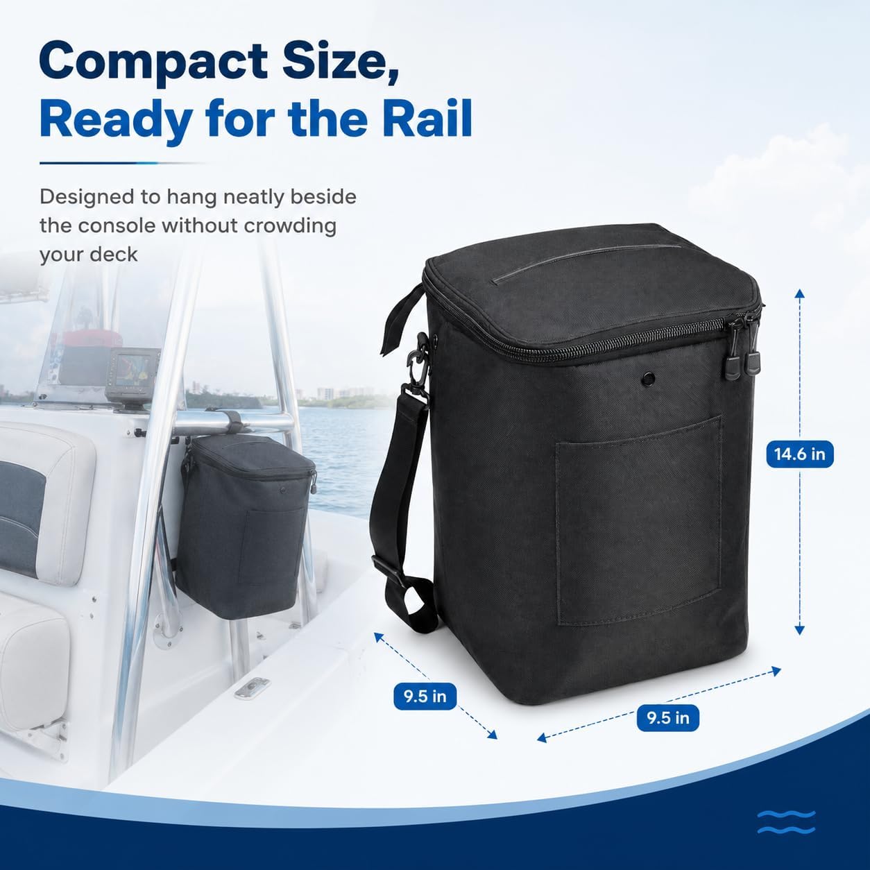 Boat Trash Can, Portable Boat Trash Bag, Reusable Garbage Bag, Easy to Install & Clean, 3.96 Gallons Multi-Purpose Boating Equipment Accessories