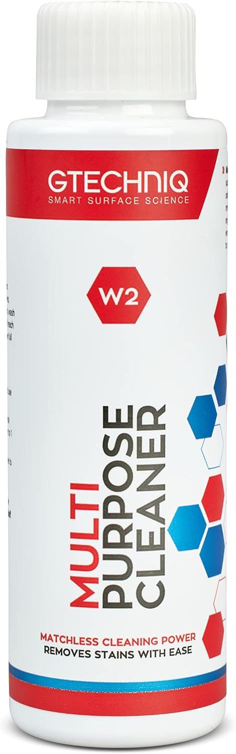 Gtechniq W2 Multi-Purpose Cleaner for Cars, 17 fl oz | Effectively Removes Stubborn Food, Grease, Pen & Soil Stains from All Surfaces, Works on Carpet, Tires, Engine Bays & Fabric