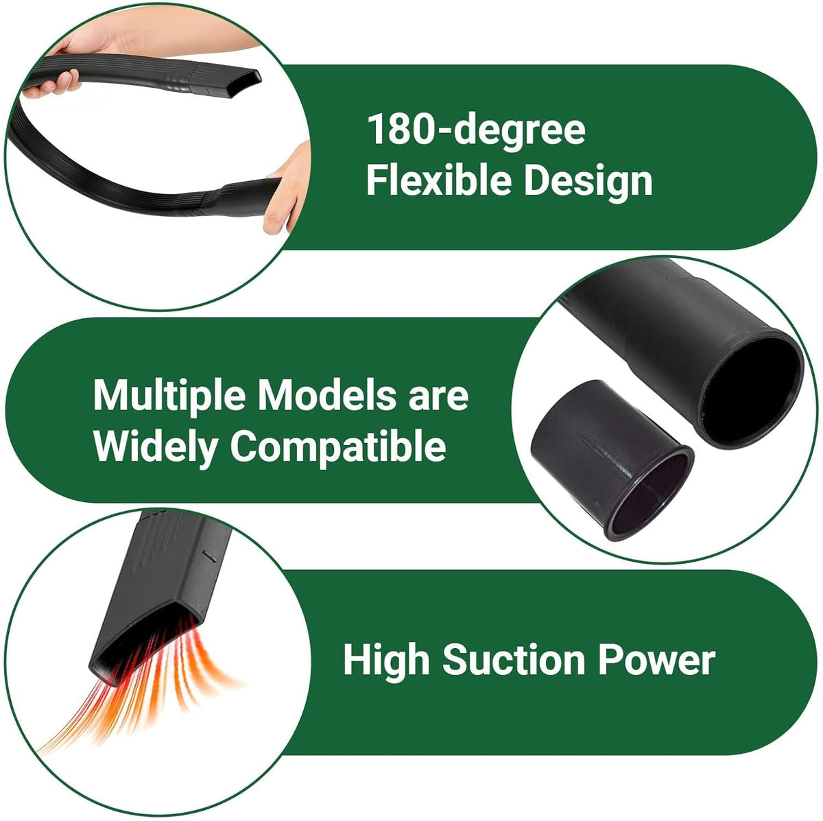 EZ SPARES Flexible Vacuum Crevice Attachment,Crevice Tool,25-inch Crevice Brush Tool Kit for Most 1-1/4" and 1-3/8"(32mm-35mm)Vacuum Hoses,Reach Deep Into Hidden Spaces(with An Adapter and Mini Brush)