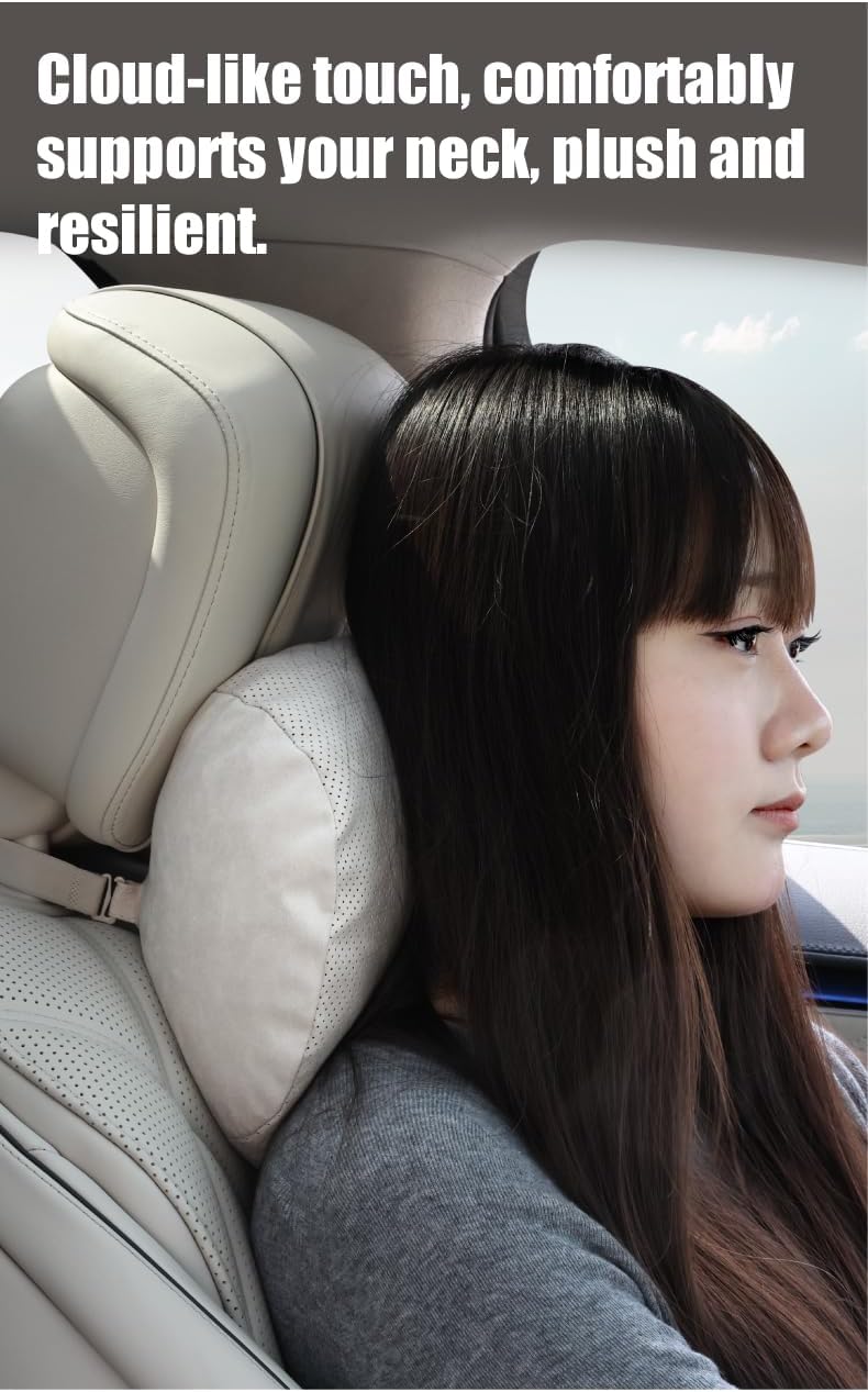 Car Neck & Lumbar Support Pillow Kit - 2PC Ergonomic Set, 100% SUGENRO Sorona Bio-Fiber, Plush Comfort for Driving Fatigue Relief, Breathable Headrest & Back Cushion (Coffee Brown)