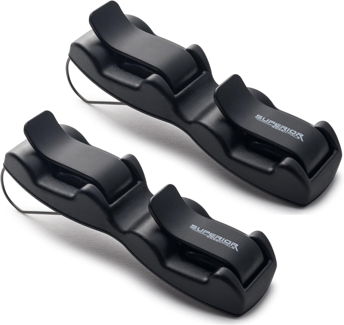 SUPERIOR ESSENTIALS Sunglass Holder for Car Visor Clip - Sun-Glasses Holder and Ticket Card Clips - Car Visor Accessories - Luxury Eyeglass Car Mount (Pack 2)