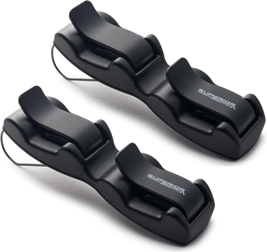 SUPERIOR ESSENTIALS Sunglass Holder for Car Visor Clip - Sun-Glasses Holder and Ticket Card Clips - Car Visor Accessories - Luxury Eyeglass Car Mount (Pack 2)