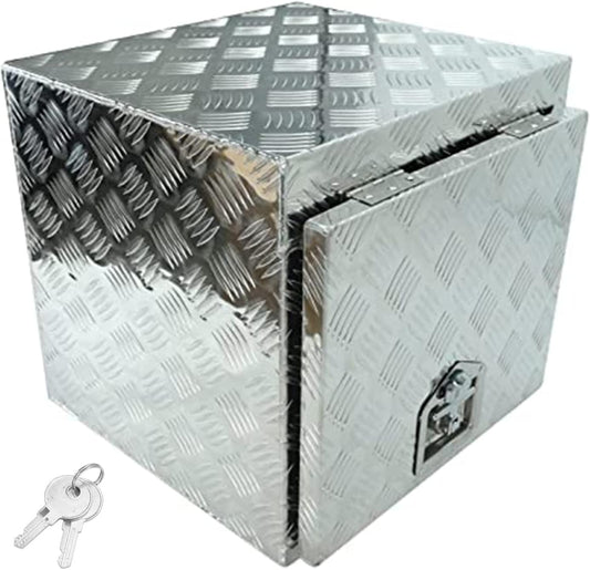 18"X17"X18" Silver Aluminum Pickup Truck Bed Trunk Storage Trailer Tongue Tool Box with Lock and Key 5 Bar Tread